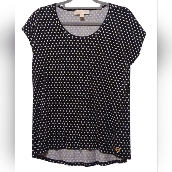 Michael Kors - Black Hi/Lo Blouse With White Poke dots, Flutter Sleeves,... - Picture 10 of 11